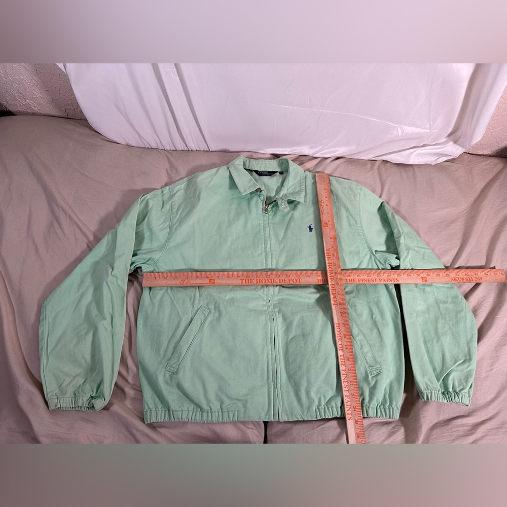 Vintage Polo Ralph Lauren Mint Green Large Full-Zip Harrington 90s USA Made RARE - Picture 2 of 16